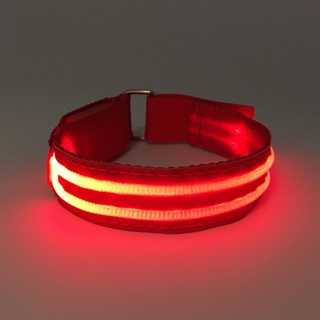 Genopladeligt LED armbånd til løbere - Rød